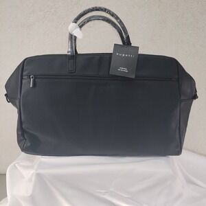 Bugatti Duffle Bag Travel Weekender Unisex One Size Black Pebbled Leatherette